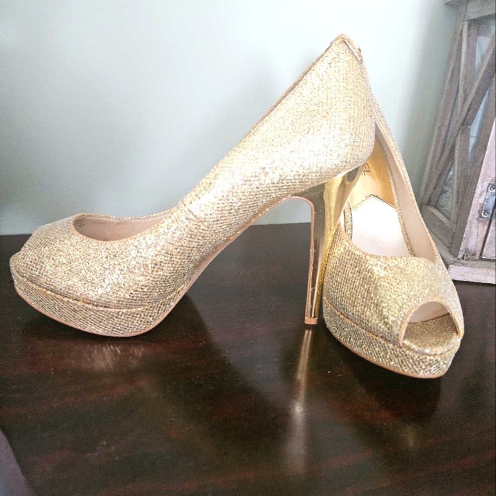 Michael Kors Gold Glitter Platform Heels